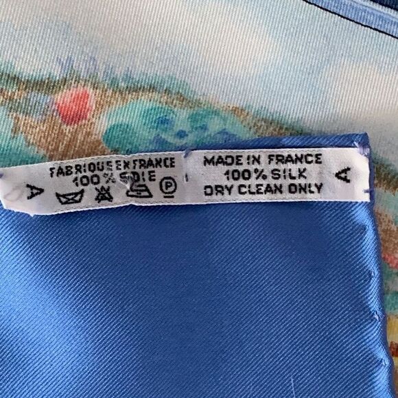 Herme's Claude Monet Giverny Garden Blue Pink Silk Scarf 35" square 1989 NIB - Picture 11 of 16
